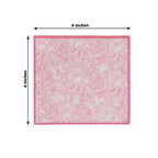 25 - Pack Paper Cocktail Napkins with French Toile Print White/Pink - Highly Absorbent 2 Ply Disposable Napkins 6.25"x6.25" - Bell Racket Store