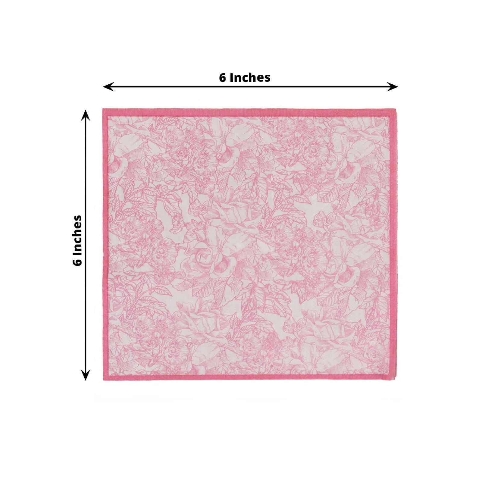 25 - Pack Paper Cocktail Napkins with French Toile Print White/Pink - Highly Absorbent 2 Ply Disposable Napkins 6.25"x6.25" - Bell Racket Store