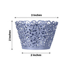 25 - Pack Paper Cupcake Wrappers Lace Laser Cut Design Navy Blue - Muffin Baking Cup Trays for Events - Bell Racket Store