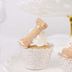 25 - Pack Paper Cupcake Wrappers Lace Laser Cut Design White - Muffin Baking Cup Trays for Events - Bell Racket Store