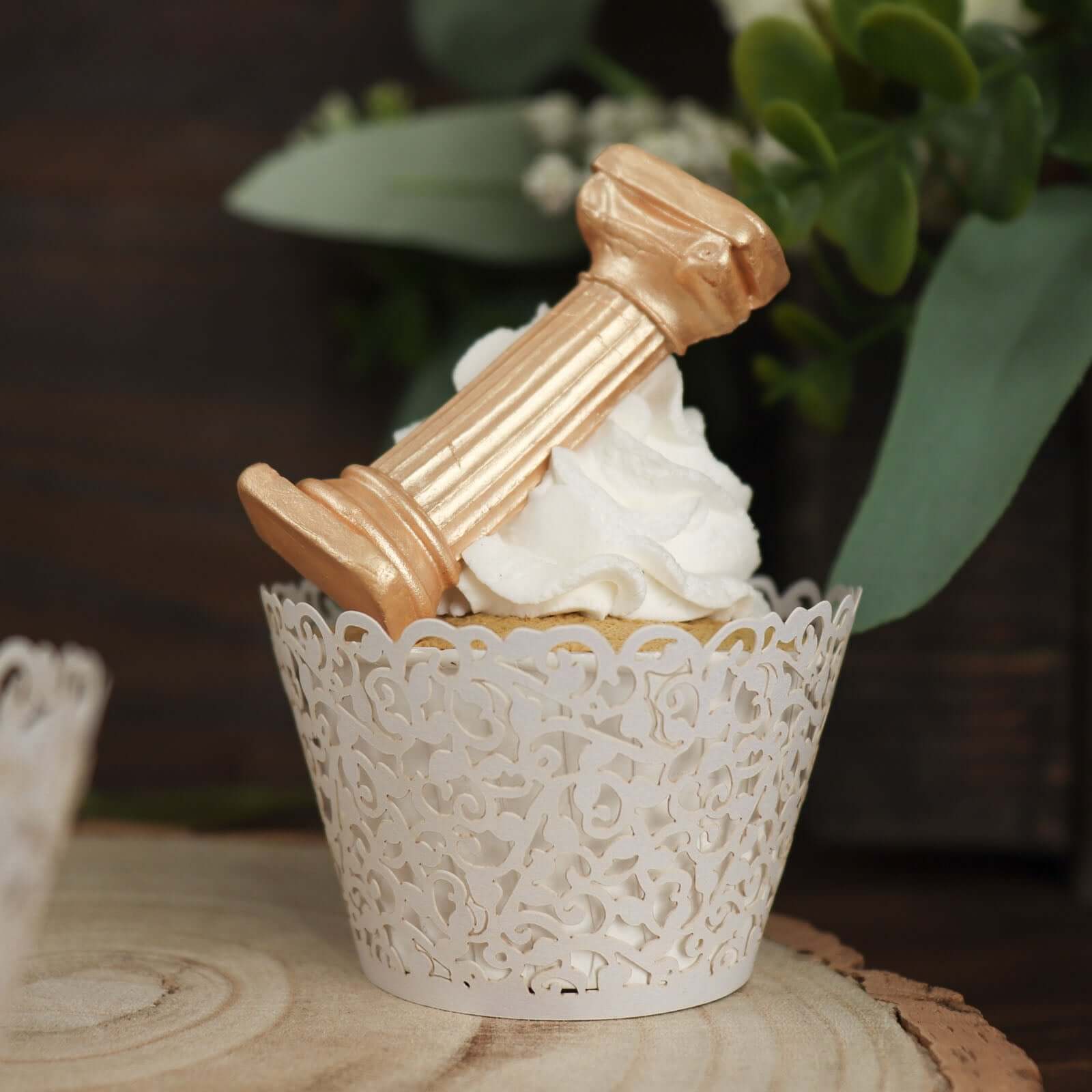 25 - Pack Paper Cupcake Wrappers Lace Laser Cut Design White - Muffin Baking Cup Trays for Events - Bell Racket Store