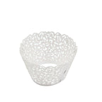 25 - Pack Paper Cupcake Wrappers Lace Laser Cut Design White - Muffin Baking Cup Trays for Events - Bell Racket Store