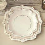 25 - Pack Paper Dessert Plates in White with Silver Scallop Rim - Disposable 300GSM Appetizer Salad Plates 8" - Bell Racket Store