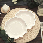 25 - Pack Paper Dessert Plates in White with Silver Scallop Rim - Disposable 300GSM Appetizer Salad Plates 8" - Bell Racket Store