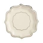 25 - Pack Paper Dessert Plates in White with Silver Scallop Rim - Disposable 300GSM Appetizer Salad Plates 8" - Bell Racket Store