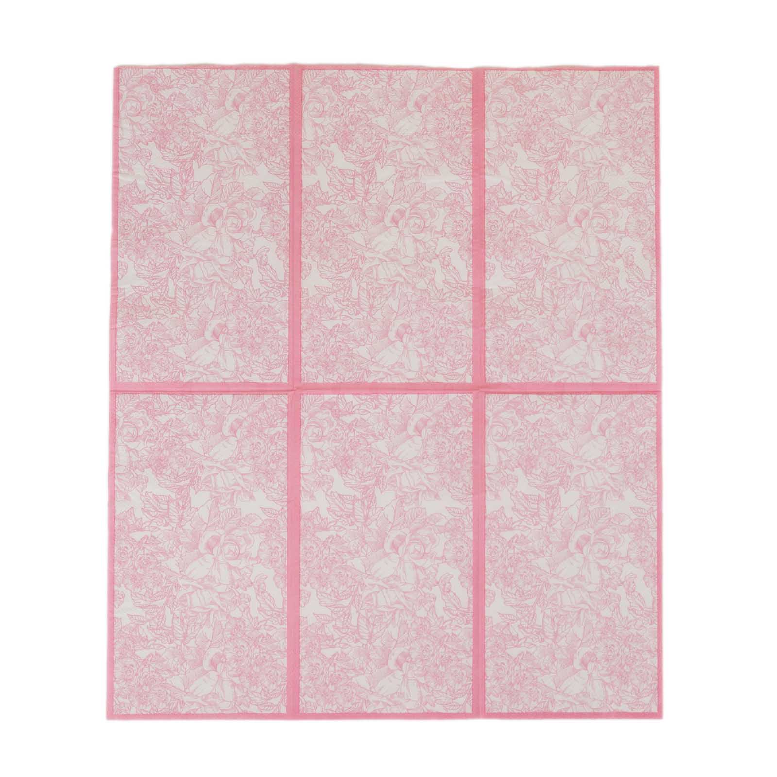 25 - Pack Paper Dinner Napkins Pink with French Toile Pattern 2 Ply - Stylish Disposable Napkins for Events - Bell Racket Store
