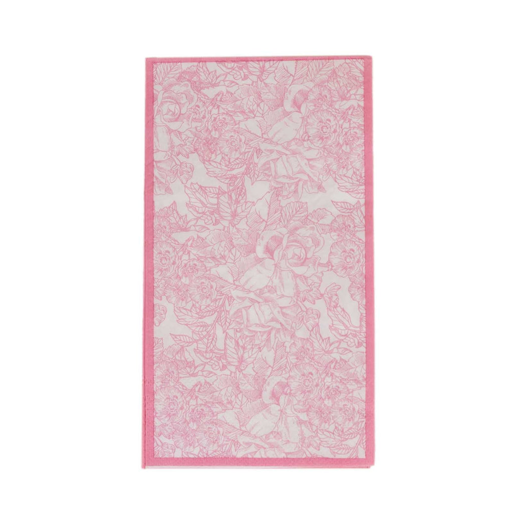 25 - Pack Paper Dinner Napkins Pink with French Toile Pattern 2 Ply - Stylish Disposable Napkins for Events - Bell Racket Store