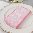 25 - Pack Paper Dinner Napkins Pink with French Toile Pattern 2 Ply - Stylish Disposable Napkins for Events - Bell Racket Store