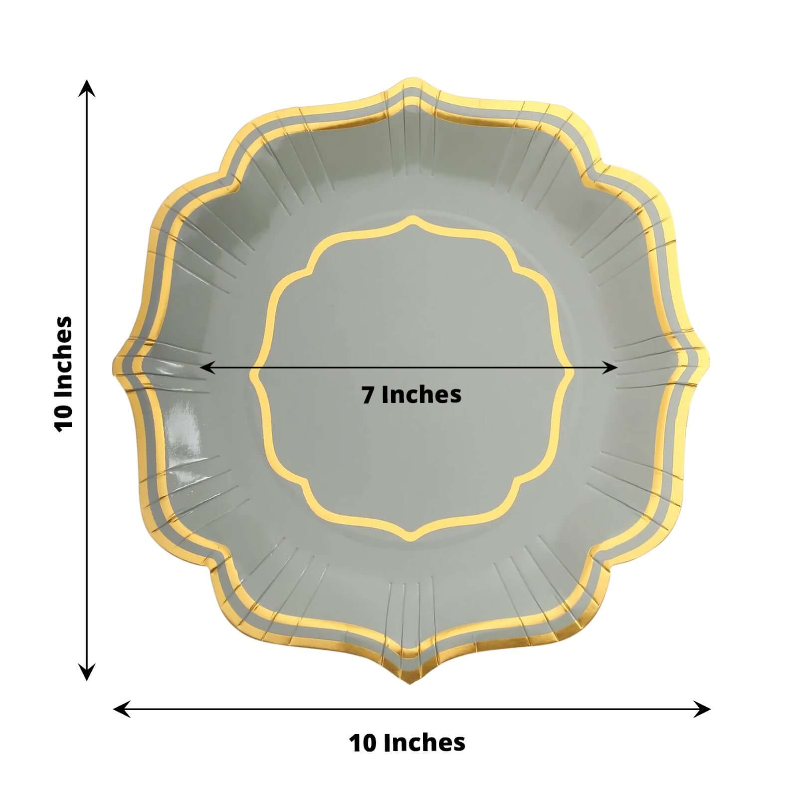 25 - Pack Paper Dinner Plates in Sage Green with Gold Scallop Rim - Disposable 300GSM Party Plates 10" - Bell Racket Store