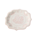 25 - Pack Paper Dinner Plates in White Pink Damask Floral Pattern & Scallop Rim - Stylish Disposable 300GSM Floral Party Plates 10" - Bell Racket Store