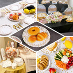 25 - Pack Paper Round Dinner Plates 9" White with Metallic Rose Gold Polka Dots - Disposable 300GSM Party Plates for Banquets & Celebrations - Bell Racket Store