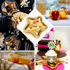 25 - Pack Paper Star Shaped Dessert Plates in Matte Gold - Eco - friendly Disposable 300GSM Salad Appetizer Plates for Festive Occasions 7" - Bell Racket Store