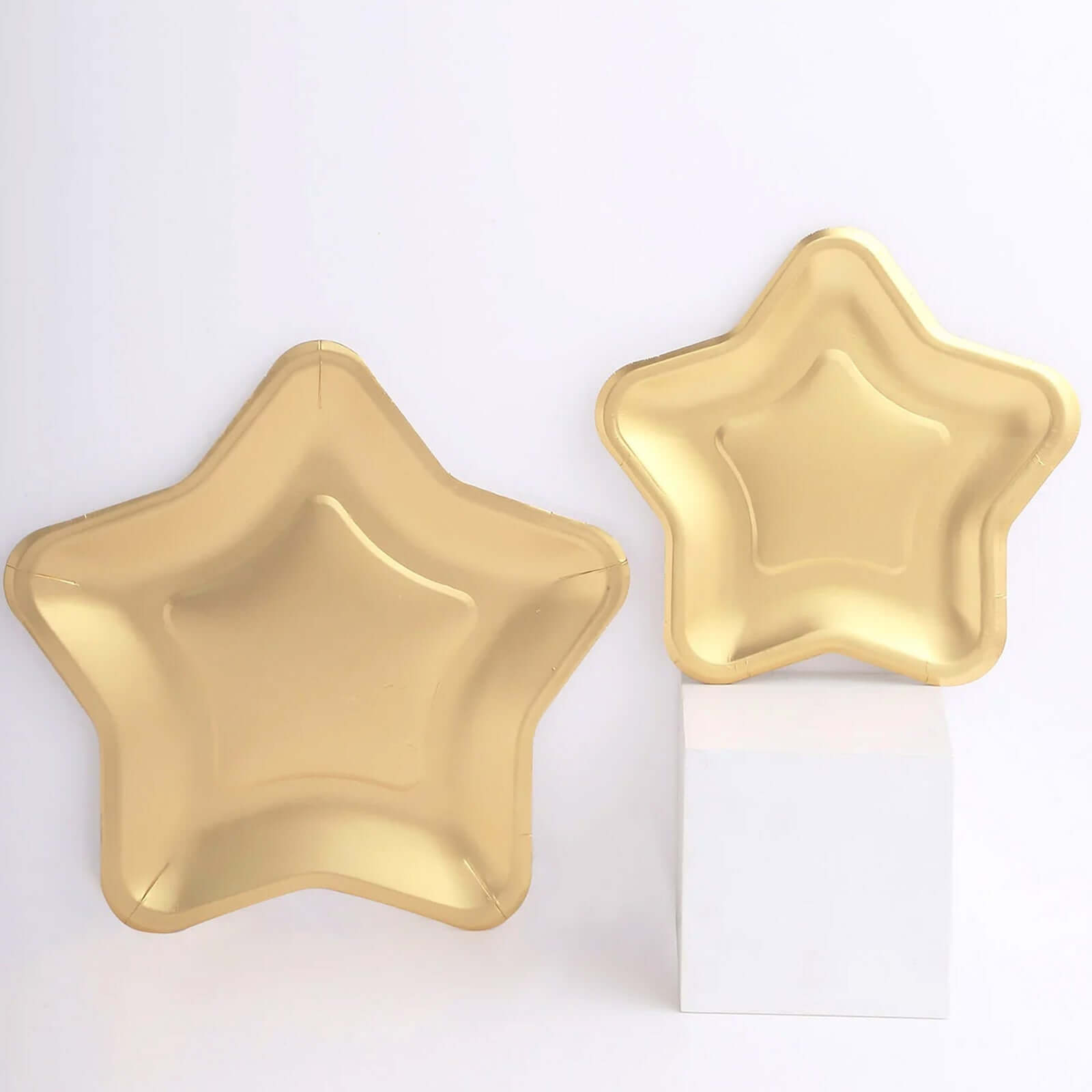 25 - Pack Paper Star Shaped Dessert Plates in Matte Gold - Eco - friendly Disposable 300GSM Salad Appetizer Plates for Festive Occasions 7" - Bell Racket Store