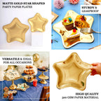 25 - Pack Paper Star Shaped Dinner Plates Matte Gold - Eco - friendly Disposable 300GSM Party Plates for Starry - Themed Events 9" - Bell Racket Store