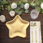 25 - Pack Paper Star Shaped Dinner Plates Matte Gold - Eco - friendly Disposable 300GSM Party Plates for Starry - Themed Events 9" - Bell Racket Store