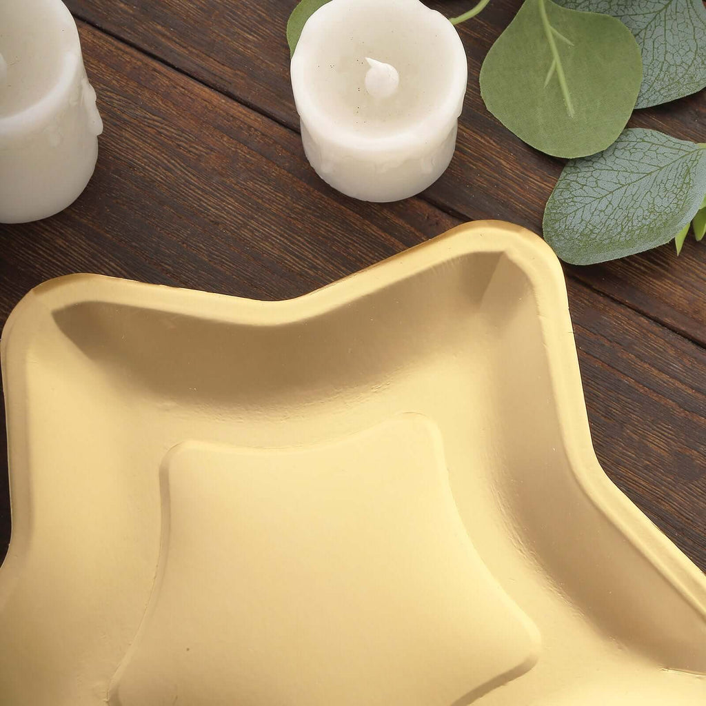 25 - Pack Paper Star Shaped Dinner Plates Matte Gold - Eco - friendly Disposable 300GSM Party Plates for Starry - Themed Events 9" - Bell Racket Store