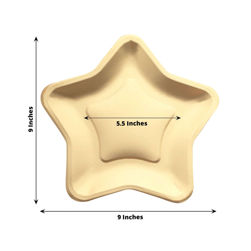 25 - Pack Paper Star Shaped Dinner Plates Matte Gold - Eco - friendly Disposable 300GSM Party Plates for Starry - Themed Events 9" - Bell Racket Store