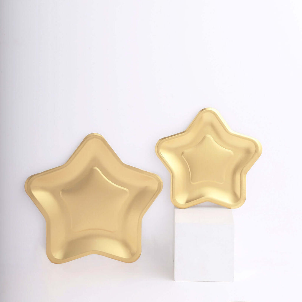 25 - Pack Paper Star Shaped Dinner Plates Matte Gold - Eco - friendly Disposable 300GSM Party Plates for Starry - Themed Events 9" - Bell Racket Store
