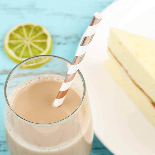 25 - Pack Paper Straws White/Rose Gold Striped - Stylish Disposable Straws for Drinks 8" - NestOCart