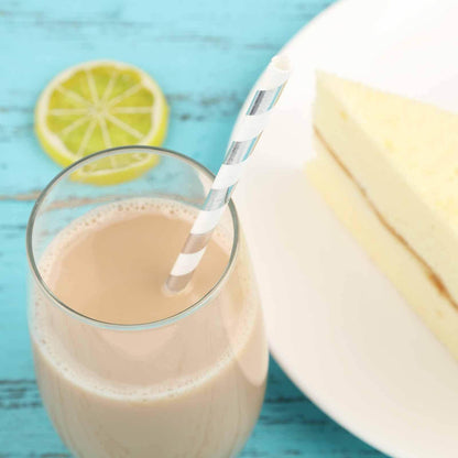 25 - Pack Paper Straws White/Silver Striped - Stylish Disposable Straws for Drinks 8" - NestOCart