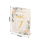 25 - Pack Paper Wedding Table Numbers 1 - 25 White Peony Flower Design - Free Standing Double Sided Table Signs with Glam Gold Foil Numbers 7" - Bell Racket Store