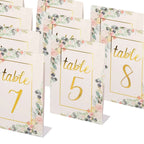 25 - Pack Paper Wedding Table Numbers 1 - 25 White Peony Flower Design - Free Standing Double Sided Table Signs with Glam Gold Foil Numbers 7" - Bell Racket Store