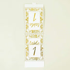 25 - Pack Paper Wedding Table Numbers 1 - 25 White/Metallic Gold French Toile Design with Glam Gold Foil Numbers 7" - Bell Racket Store