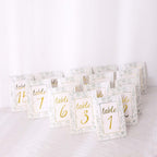 25 - Pack Paper Wedding Table Numbers 1 - 25 White/Sage Green French Toile Design - Free Standing Double Sided Table Signs with Glam Gold Foil Numbers 7" - Bell Racket Store