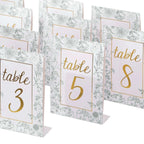 25 - Pack Paper Wedding Table Numbers 1 - 25 White/Sage Green French Toile Design - Free Standing Double Sided Table Signs with Glam Gold Foil Numbers 7" - Bell Racket Store