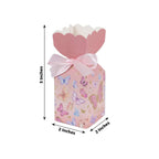 25 Pack Pink Floral Top Candy Gift Boxes With Butterfly Print, Cardstock Paper Party Favor Boxes With Satin Ribbons - 2"x5" - Bell Racket Store