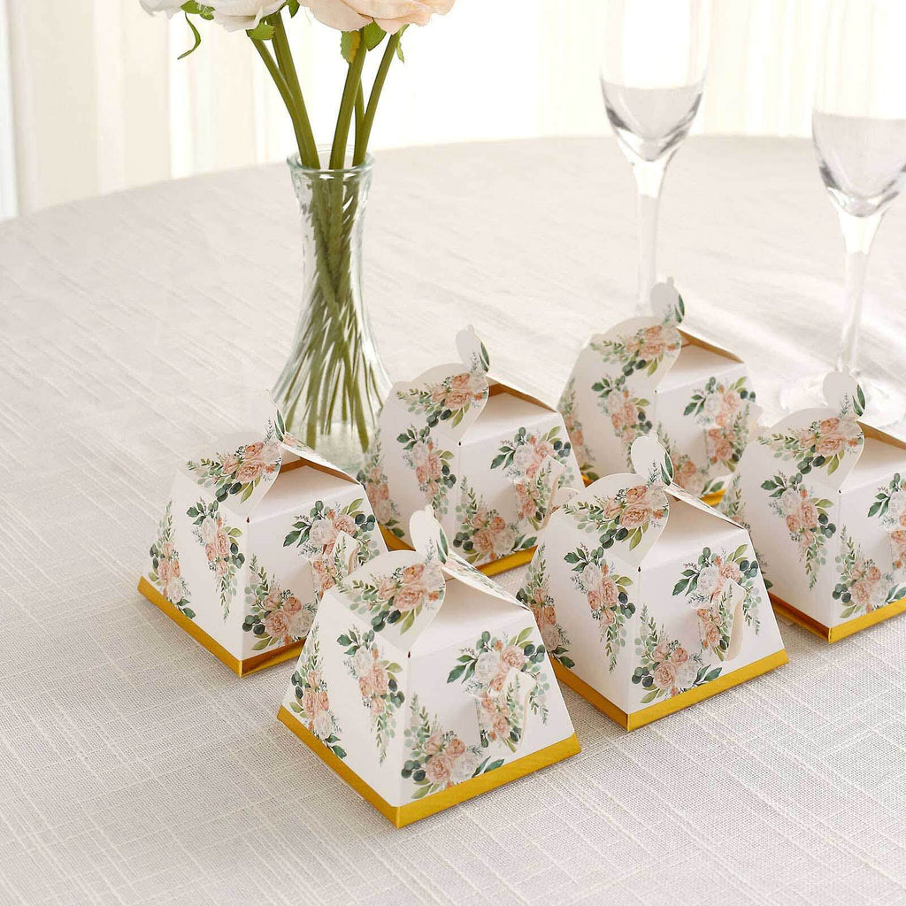 25 Pack Pink Peony Floral Mini Teapot Party Favor Boxes with Gold Edge, Tea Time Gift Boxes - 5"x4" - Bell Racket Store