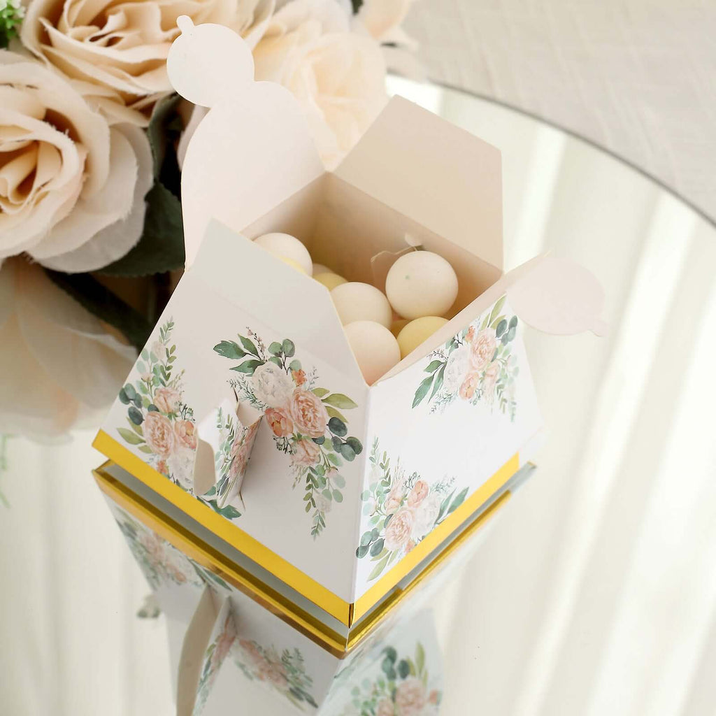 25 Pack Pink Peony Floral Mini Teapot Party Favor Boxes with Gold Edge, Tea Time Gift Boxes - 5"x4" - Bell Racket Store