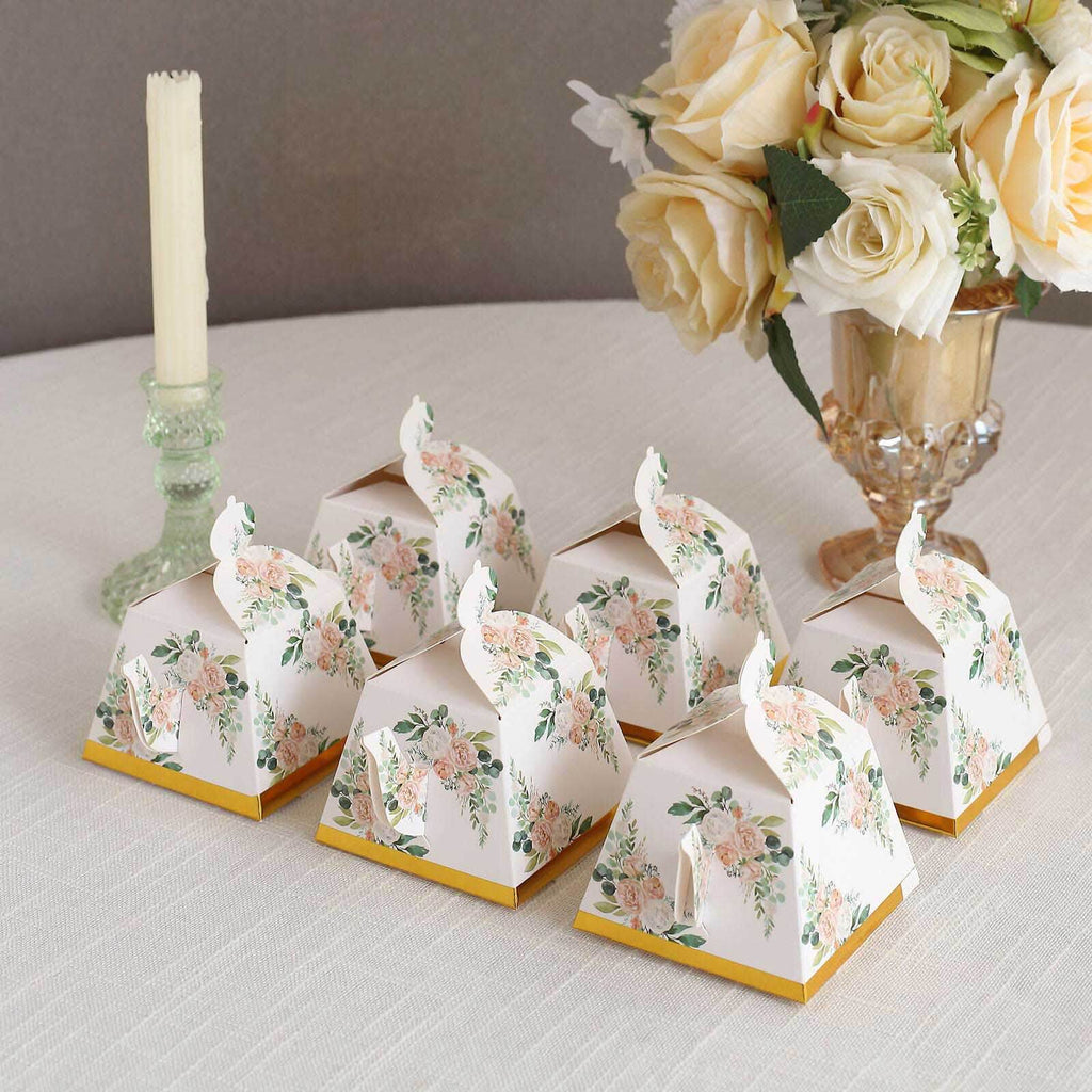 25 Pack Pink Peony Floral Mini Teapot Party Favor Boxes with Gold Edge, Tea Time Gift Boxes - 5"x4" - Bell Racket Store