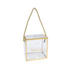 25 Pack Plastic Clear Square Gift Boxes with Gold Trim - Transparent Favor Boxes, Rope Handle, Pre - Printed Thank You Message - 4"x4" - Bell Racket Store
