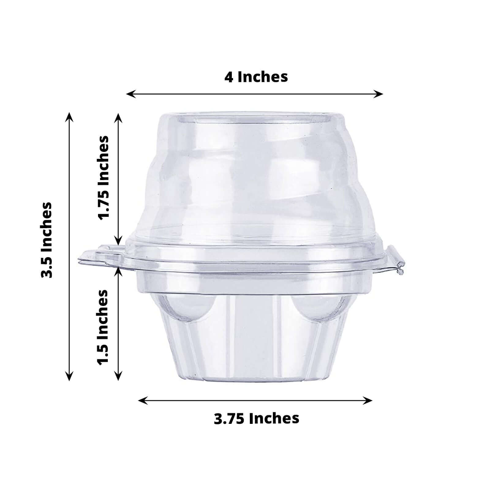 25 - Pack Plastic Cupcake Container Boxes Clear - Single Clamshell - Packaging with Stackable Dome Lid for Events & Bakeries 4" - Bell Racket Store