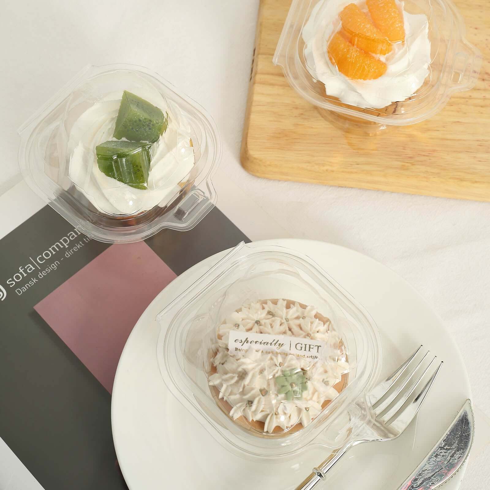 25 - Pack Plastic Cupcake Container Boxes Clear - Single Clamshell - Packaging with Stackable Dome Lid for Events & Bakeries 4" - Bell Racket Store