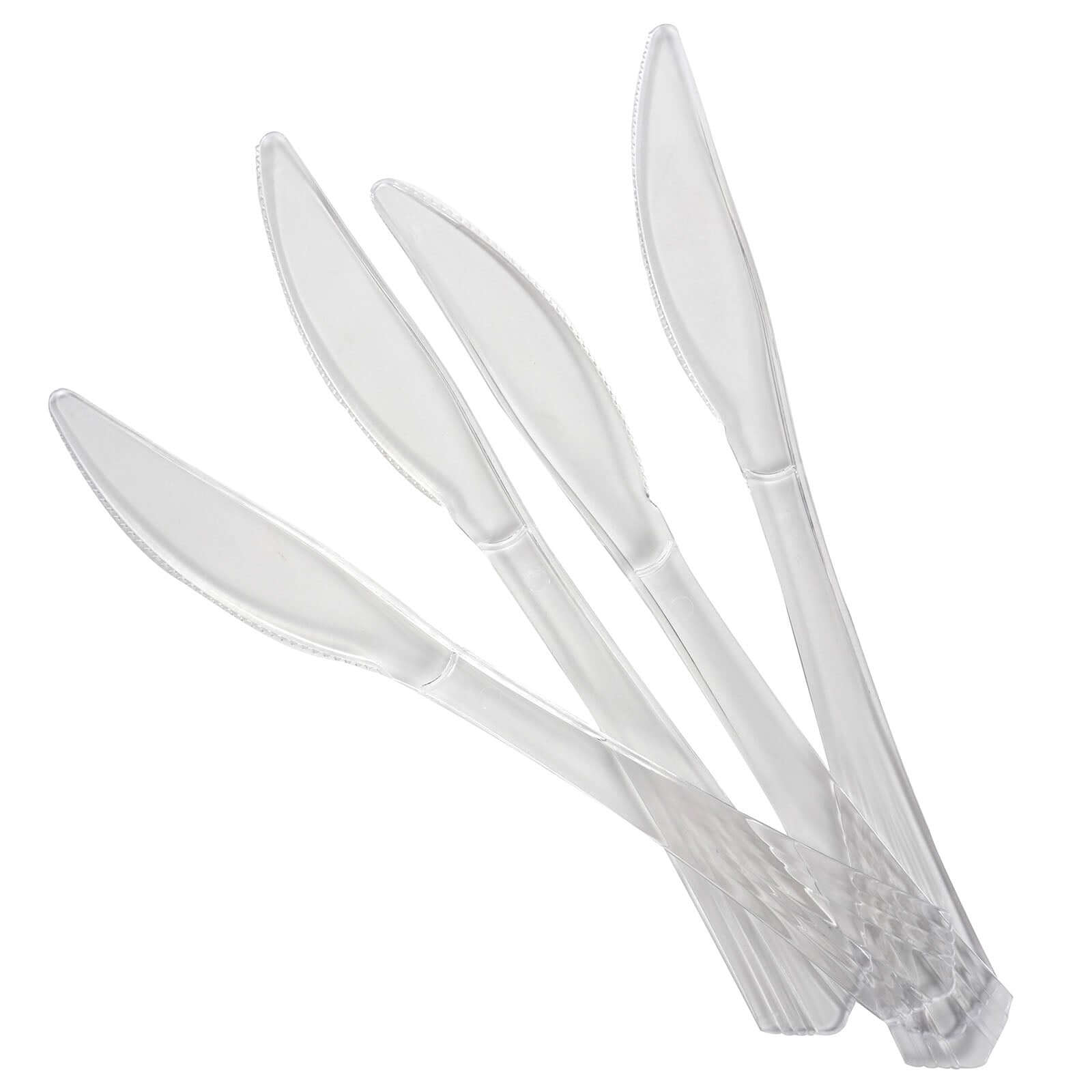25 - Pack Plastic Knives Clear Heavy Duty with Fluted Handles - Durable Disposable Utensils 7" - NestOCart