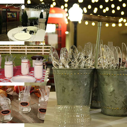 25 - Pack Plastic Knives Clear Heavy Duty with Fluted Handles - Durable Disposable Utensils 7" - NestOCart