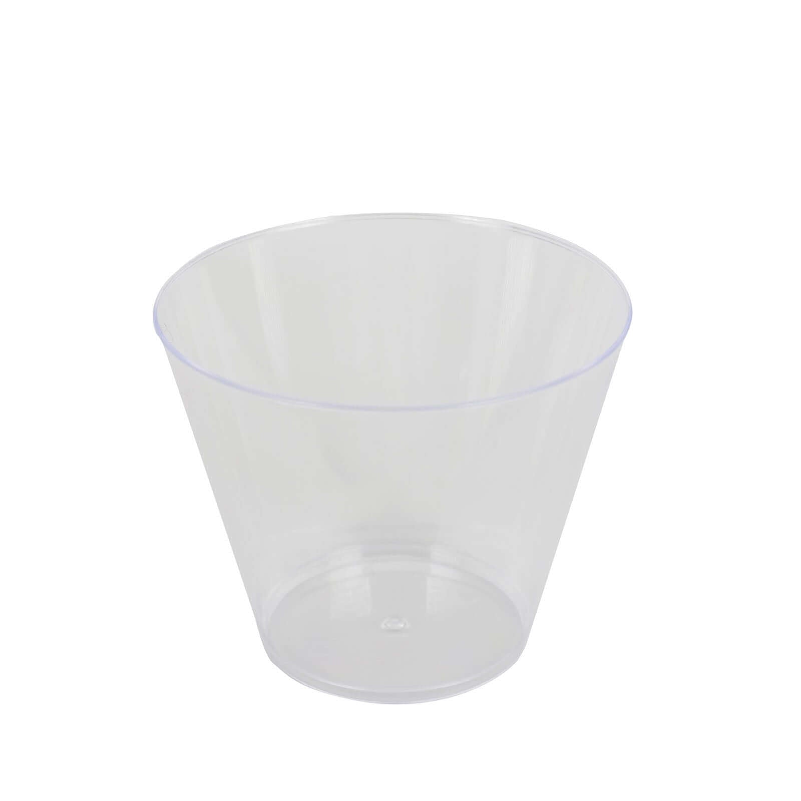 25 - Pack Plastic Party Cups Clear Crystal - Stylish Short Disposable Glasses 9oz - NestOCart