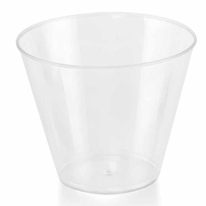 25 - Pack Plastic Party Cups Clear Crystal - Stylish Short Disposable Glasses 9oz - NestOCart