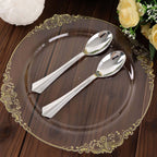 25 - Pack Plastic Spoons Silver Heavy Duty with Fluted Handles - Reliable Disposable Cutlery 7" - Bell Racket Store