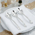 25 - Pack Plastic Spoons Silver Heavy Duty with Fluted Handles - Reliable Disposable Cutlery 7" - Bell Racket Store