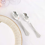 25 - Pack Plastic Spoons Silver Heavy Duty with Fluted Handles - Reliable Disposable Cutlery 7" - Bell Racket Store