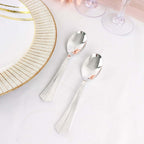 25 - Pack Plastic Spoons Silver Heavy Duty with Fluted Handles - Reliable Disposable Cutlery 7" - Bell Racket Store