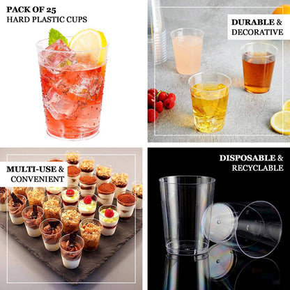 25 - Pack Plastic Tumbler Cups Clear - Stylish Disposable Party Glasses 10oz - NestOCart