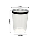 25 - Pack Plastic Tumbler Cups Clear with Black Rim - Stylish Disposable Party Glasses 10oz - Bell Racket Store