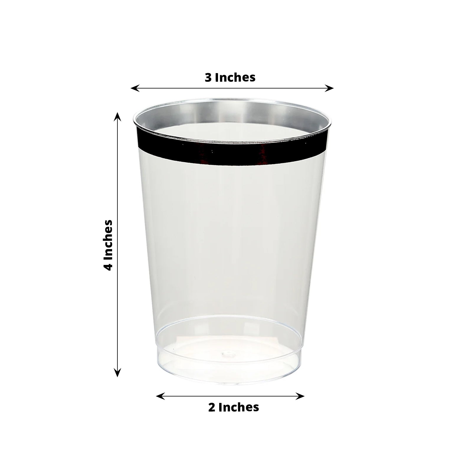 25 - Pack Plastic Tumbler Cups Clear with Black Rim - Stylish Disposable Party Glasses 10oz - Bell Racket Store