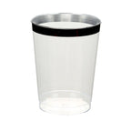 25 - Pack Plastic Tumbler Cups Clear with Black Rim - Stylish Disposable Party Glasses 10oz - Bell Racket Store