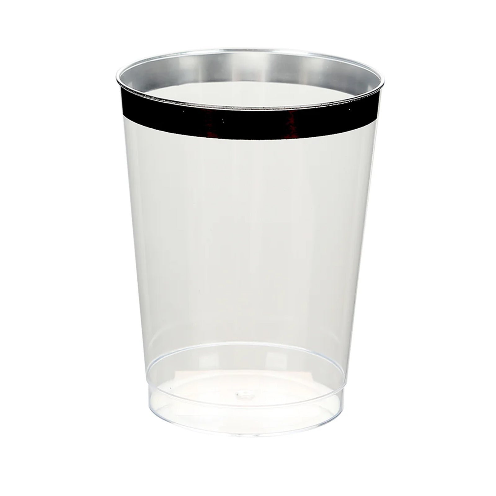25 - Pack Plastic Tumbler Cups Clear with Black Rim - Stylish Disposable Party Glasses 10oz - Bell Racket Store