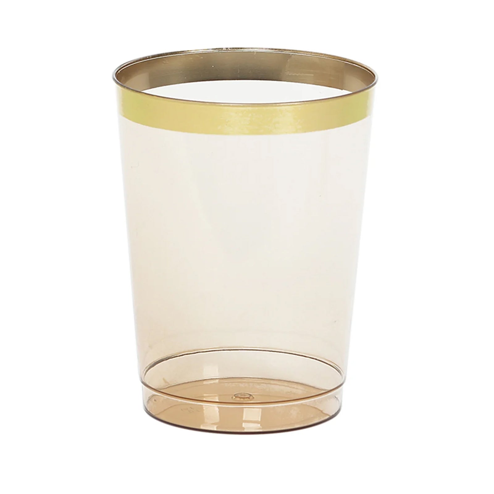25 - Pack Plastic Tumbler Cups Transparent Amber Gold with Gold Rim - Stylish Disposable Party Glasses 10oz - Bell Racket Store